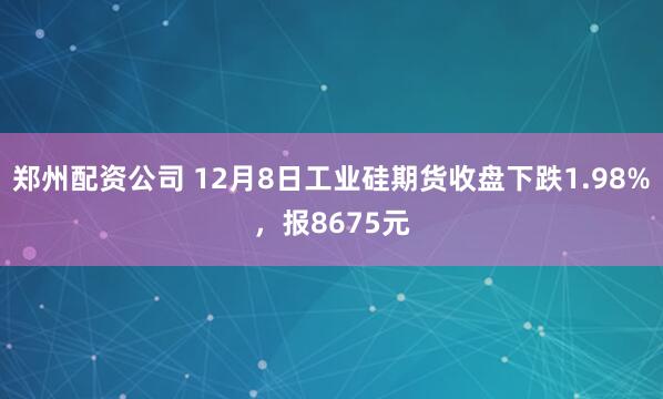 郑州配资公司 12月8日工业硅期货收盘下跌1.98%，报8675元