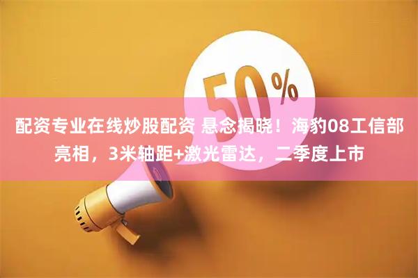配资专业在线炒股配资 悬念揭晓！海豹08工信部亮相，3米轴距+激光雷达，二季度上市